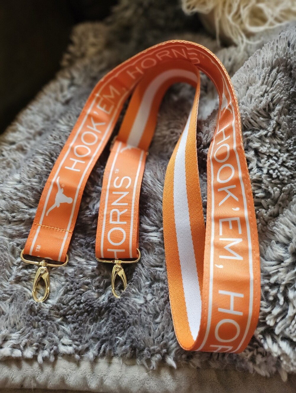 Texas UT Longhorns Orange White Striped Adjustable Purse Strap Hook 'Em Horns!